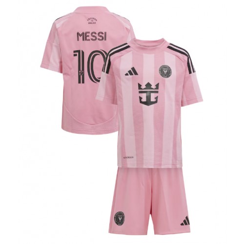 Inter Miami Lionel Messi #10 Hemmaställ Barn 2025-26 Kortärmad (+ Korta byxor)